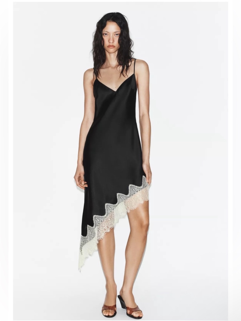 Zara Satin Effect Lace Dress